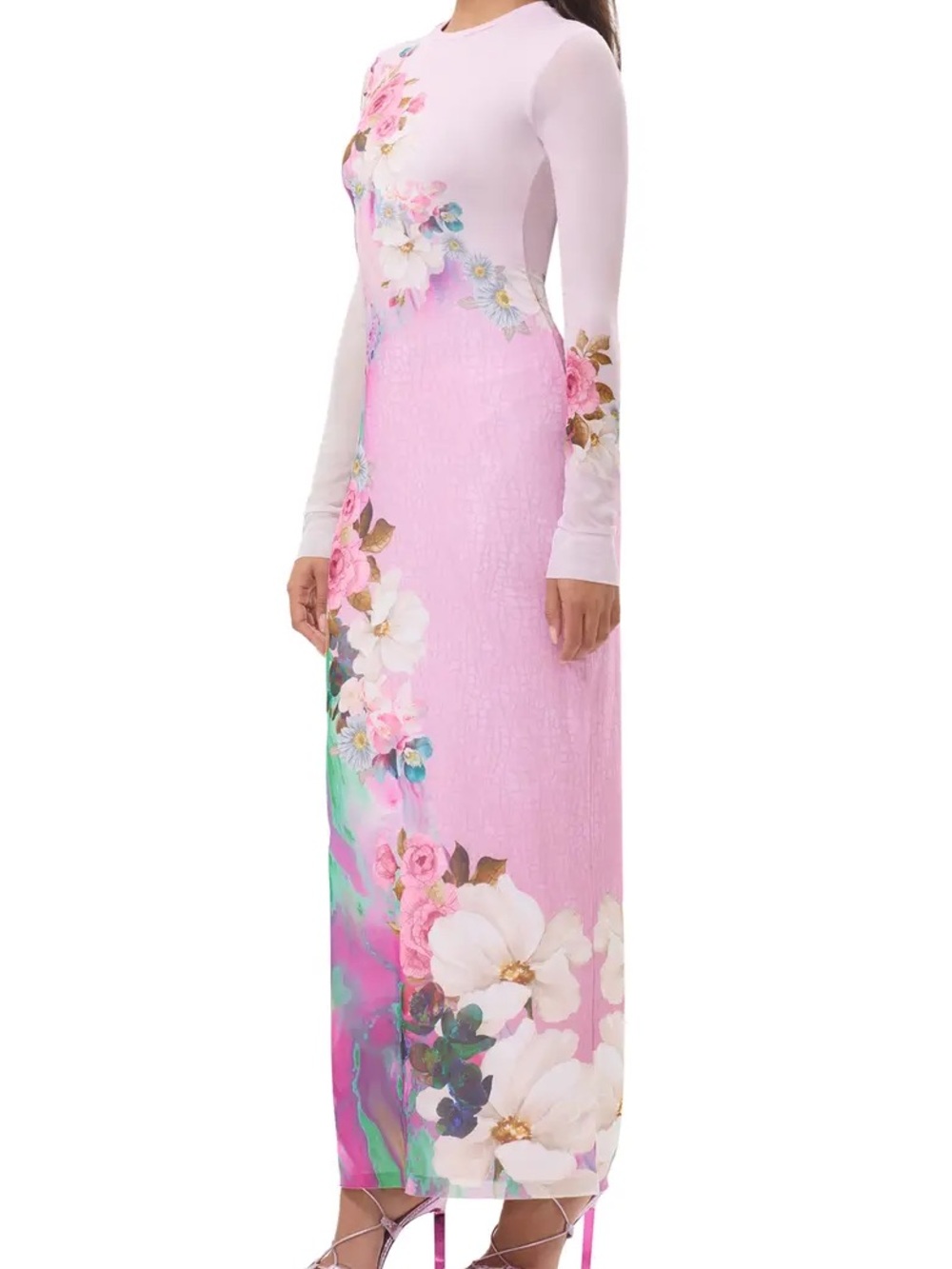 AFRM Pink Floral Long-Sleeve Maxi Dress